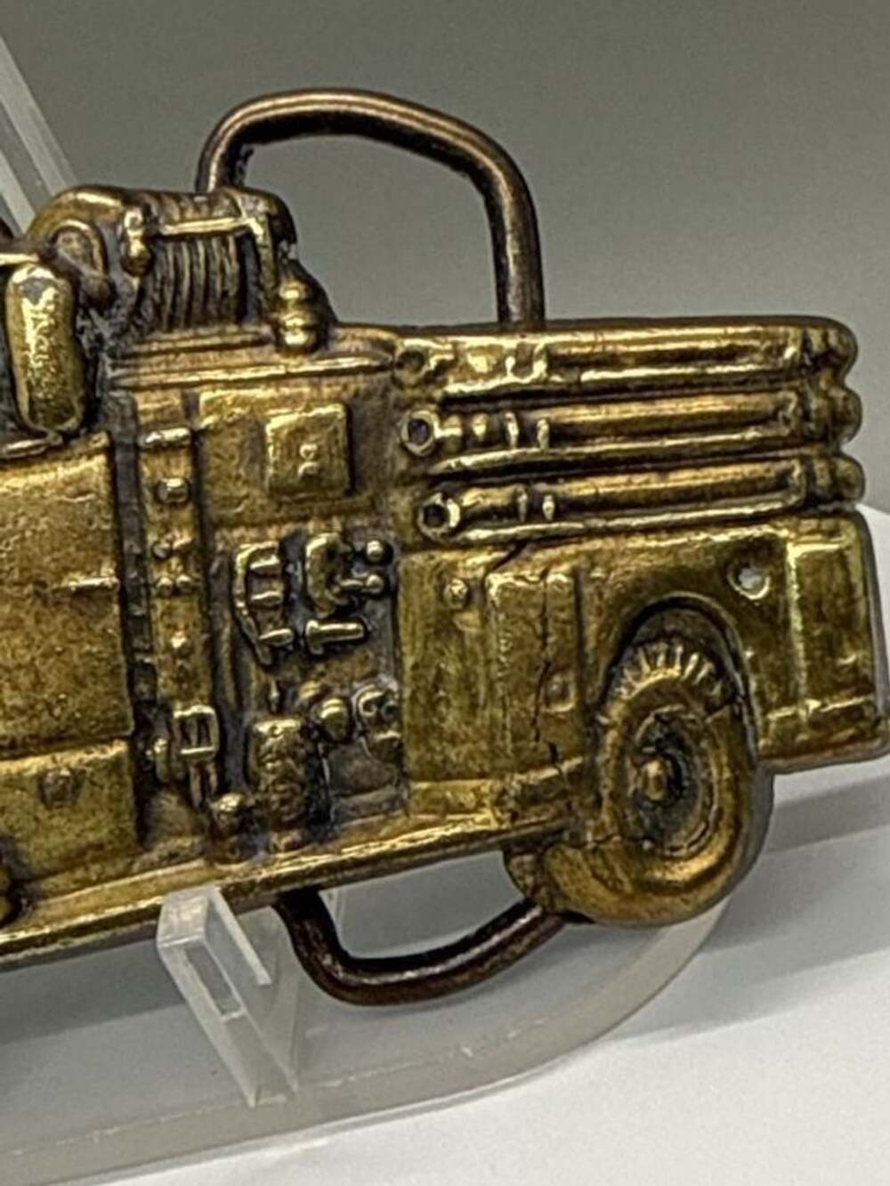 Vtg 70s Baron Solid Brass Fire Engine Truck Belt Buckle 4085 Fireman Firefighter - Picture 6 of 16